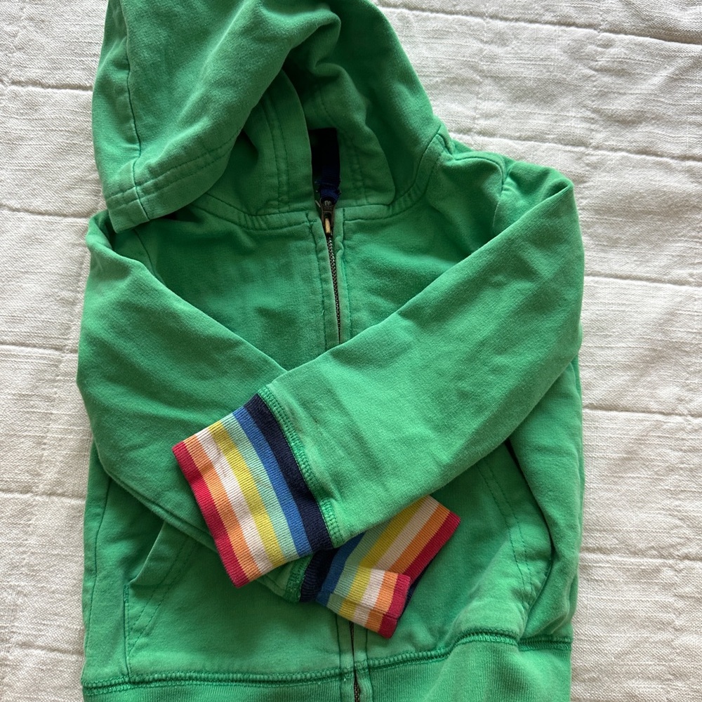 Primary Green Hoodie with Rainbow Cuffs